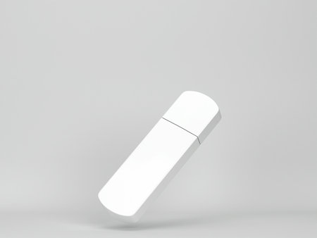 Blank usb flash drive mockup. 3d illustration on gray background