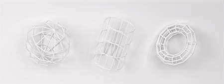 Set of abstract wired geometric primitives. Minimal design. 3d illustration