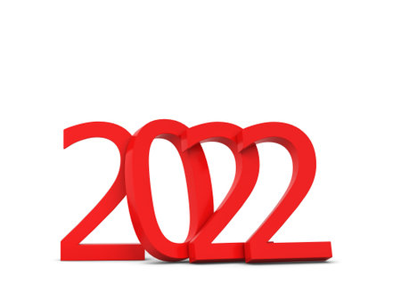 2022 year text sign. 3d illustration isolated on white background