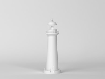 Lighthouse. Minimal scene. 3d illustrationの写真素材