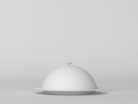 Restaurant cloche. Minimal scene. 3d illustrationの写真素材