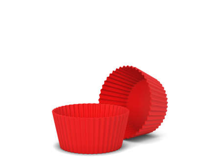Blank cupcake silicon form. 3d illustration isolated on white background. Bakery utensilの写真素材