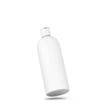 Cosmetics packaging - shampoo or gel bottle. 3d illustration isolated on white backgroundの写真素材