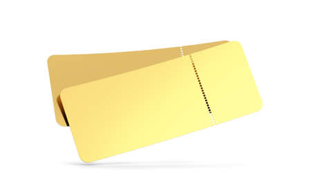 Blank airplane or event ticket mockup. 3d illustration isolated on white background