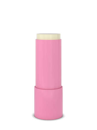 Blank lip balm container mockup. 3d illustration isolated on white backgroundの写真素材