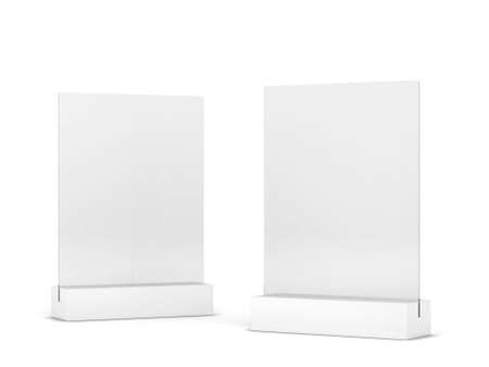 Plastic restaurant menu holder. 3d illustration isolated on white backgroundの写真素材