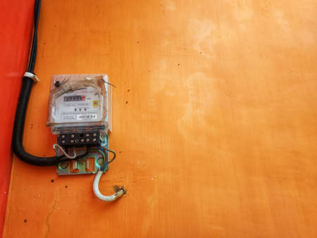 malang, indonesia - 8 february, 2021 : a power terminal outside an uninhabited house in Malangのeditorial素材