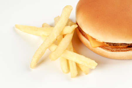 a fresh tasty cheeseburger isolated on a white background. fast food