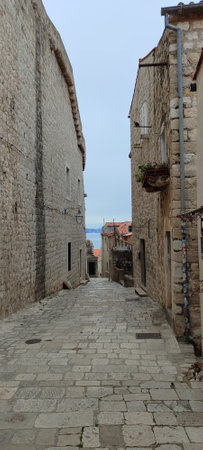 Narrow streets of the old town of Dubrovnikの写真素材
