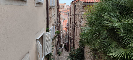 Narrow streets of the old town of Dubrovnikの写真素材