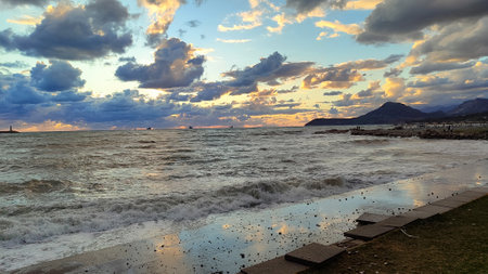 Incredibly beautiful sunset on the Adriatic coast. 2024の写真素材