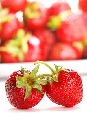 Composition with fresh strawberriesの写真素材