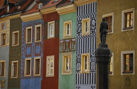Whipping post and architecture of Old Market in Poznan, Poland の写真素材