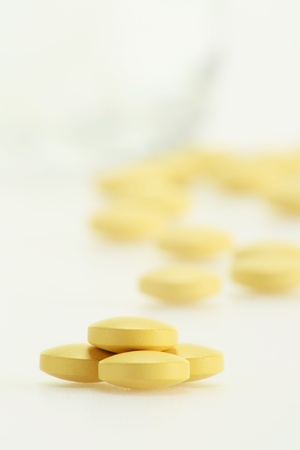 Composition with dietary supplement tabletsの写真素材