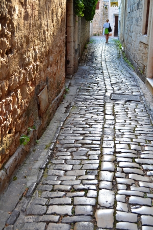 The street of old town in Trogir, Dalmatia, Croatia on Adriatic coastの写真素材