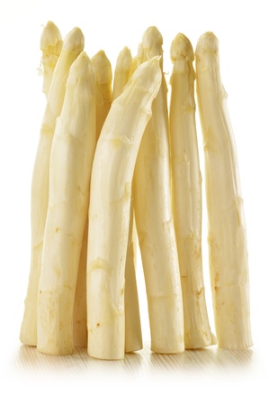 Raw asparagus isolated on whiteの写真素材