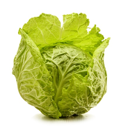 Fresh cabbage isolated on whiteの写真素材