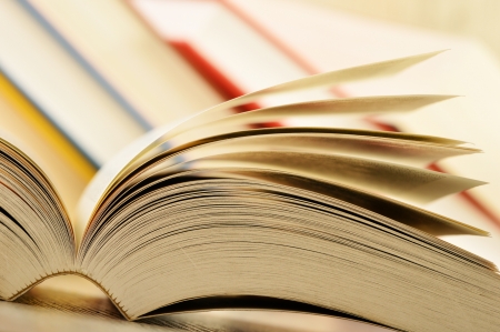 Composition with books on the tableの写真素材