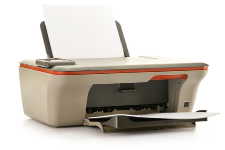 Computer printer isolated on white background
