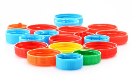 Plastic bottle cap isolated on whiteの写真素材