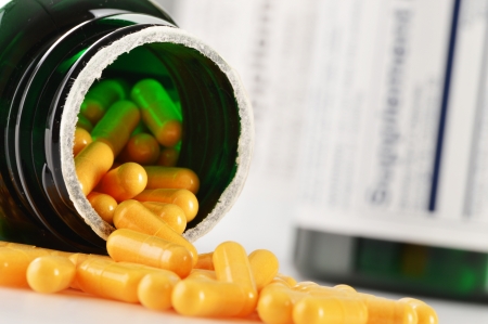 Composition with dietary supplement capsules. Drug pillsの写真素材