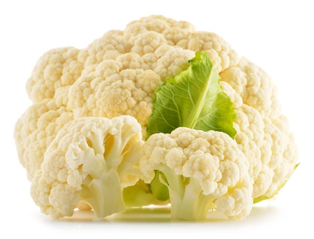 Fresh cauliflower isolated on white. Raw vegetableの写真素材