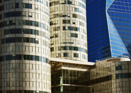 Modern commercial architecture over blue skyのeditorial素材