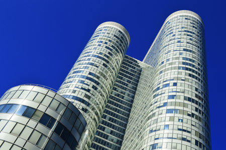 Modern commercial architecture over blue skyのeditorial素材