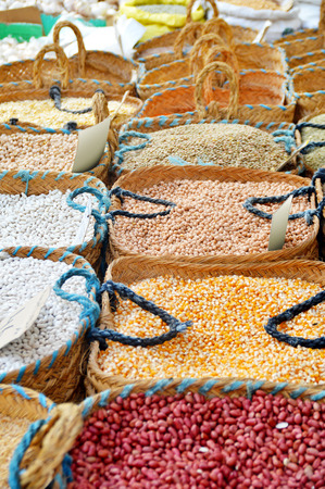 Grain food and spices in Arabic storeの写真素材