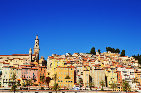 Old town architecture of Menton on French Rivieraの写真素材