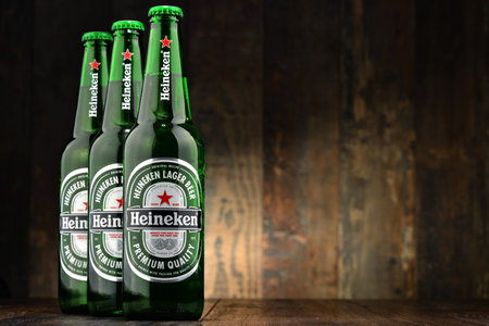 Bottles of Heineken beerのeditorial素材