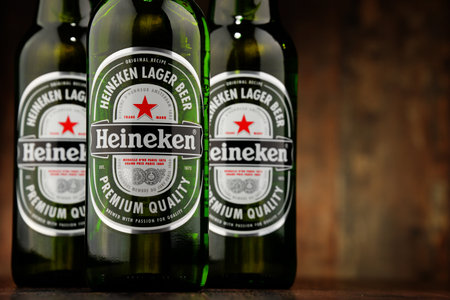 Bottles of Heineken beerのeditorial素材