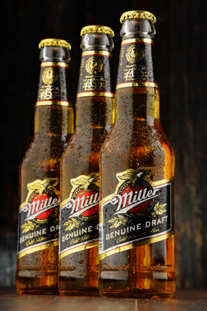 Miller Genuine Draft is the original cold filtered packaged draft beer, a product of the Miller Brewing Company owned by SABMillerのeditorial素材