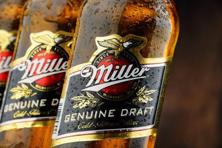 Miller Genuine Draft is the original cold filtered packaged draft beer, a product of the Miller Brewing Company owned by SABMillerのeditorial素材