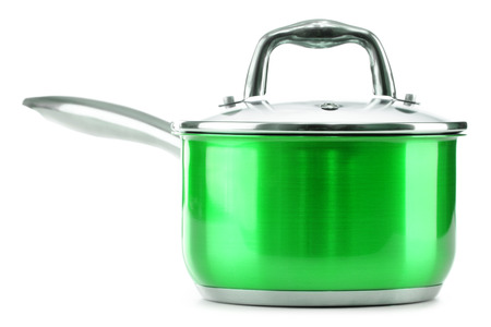 Steel pot isolated on white background.の写真素材