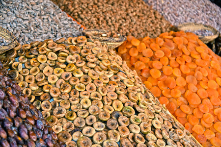 Dried food on the arab street market stall.の写真素材