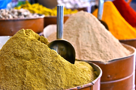 Variety of spices on the arab street market stallの写真素材