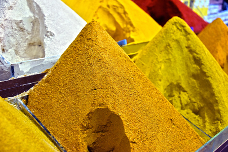 Variety of spices on the arab street market stallの写真素材