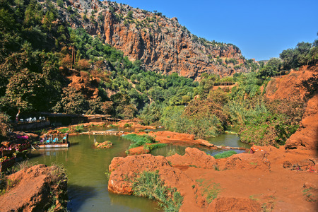 Ouzoud Falls near the Grand Atlas village of Tanaghmeilt, Moroccoの写真素材