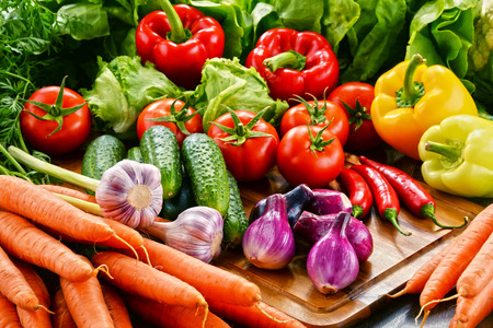 Composition with variety of fresh organic vegetables.の写真素材