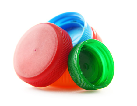 Composition with colorful plastic bottle caps.