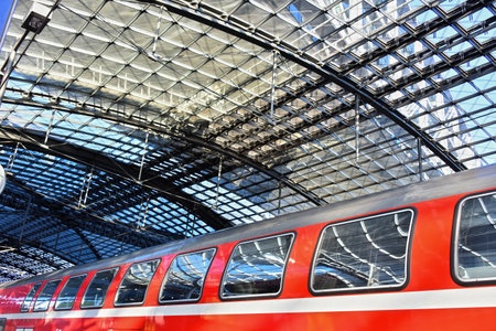 BERLIN, GERMANY - OCT 3, 2016: Berlin Hauptbahnhof  is the main railway station in Berlin, Germany. It was opened on 26 May 2006.のeditorial素材