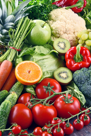 Composition with assorted raw organic vegetables and fruits. Detox dietの写真素材
