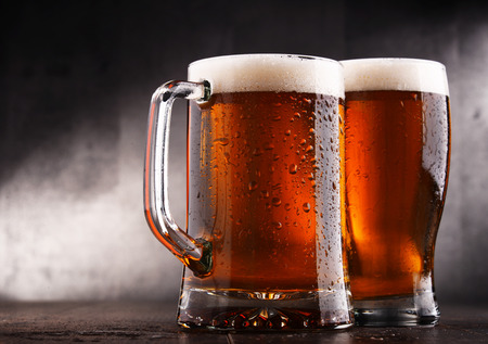 Composition with two glasses of beer.の写真素材