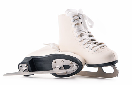Pair of figure skates isolated on white background.の写真素材