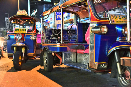 BANGKOK, THAILAND - JAN 24, 2018: Tuk-tuk, an  auto rickshaw in Bangkok, Thailandのeditorial素材