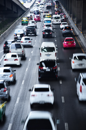 Controlled-access highway in Bangkok during rush hour.の写真素材