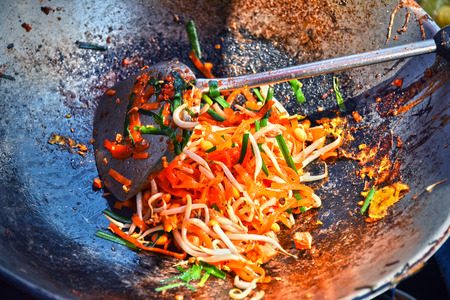 Preparing seafood in the street restaurant in Thailand.の写真素材