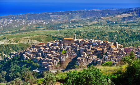 The village of Badolato in the Province of Catanzaro, Calabria, Italy.の写真素材