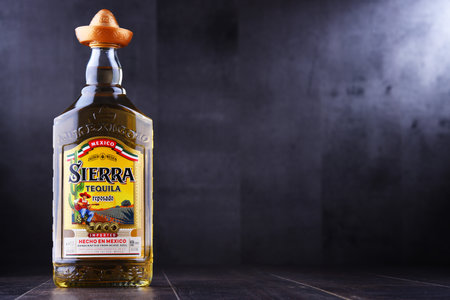 POZNAN, POL - JUN 30, 2018: Bottle of Sierra Tequila, a brand of liquor belonging to the company...